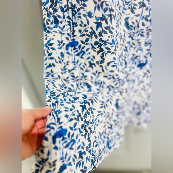 SALONI Grace off-the- shoulder Silk Midi Dress in Porcelain Print size 12 US - Picture 7 of 14